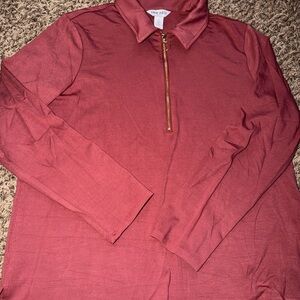 Nine West Half-Zip Long Sleeve Top